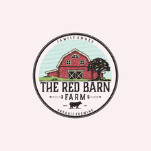 The Red Barn Badge Logo Design Inspiration For Farm. Barn Logo Design. Vector Barn