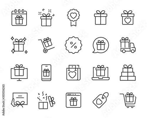 Cuadros en Lienzo set of gift icons, gift box, special gift, present