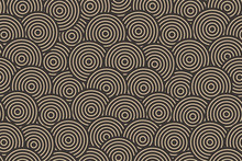 Creative Seamless Geometric Pattern With Circles. Minimalistic Retro Design. Abstract Print, Wallpaper, Backdrop... Monochrome Texture. Vector.