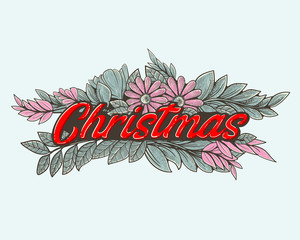 Wall Mural -  Merry Christmas background with Christmas lettering for design template