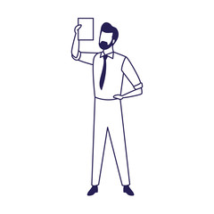 Sticker - avatar businessman with document page