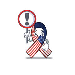 Sticker - Cartoon usa ribbon with the with sign warning character