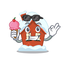 Sticker - Winter house in the cartoon shape with ice cream