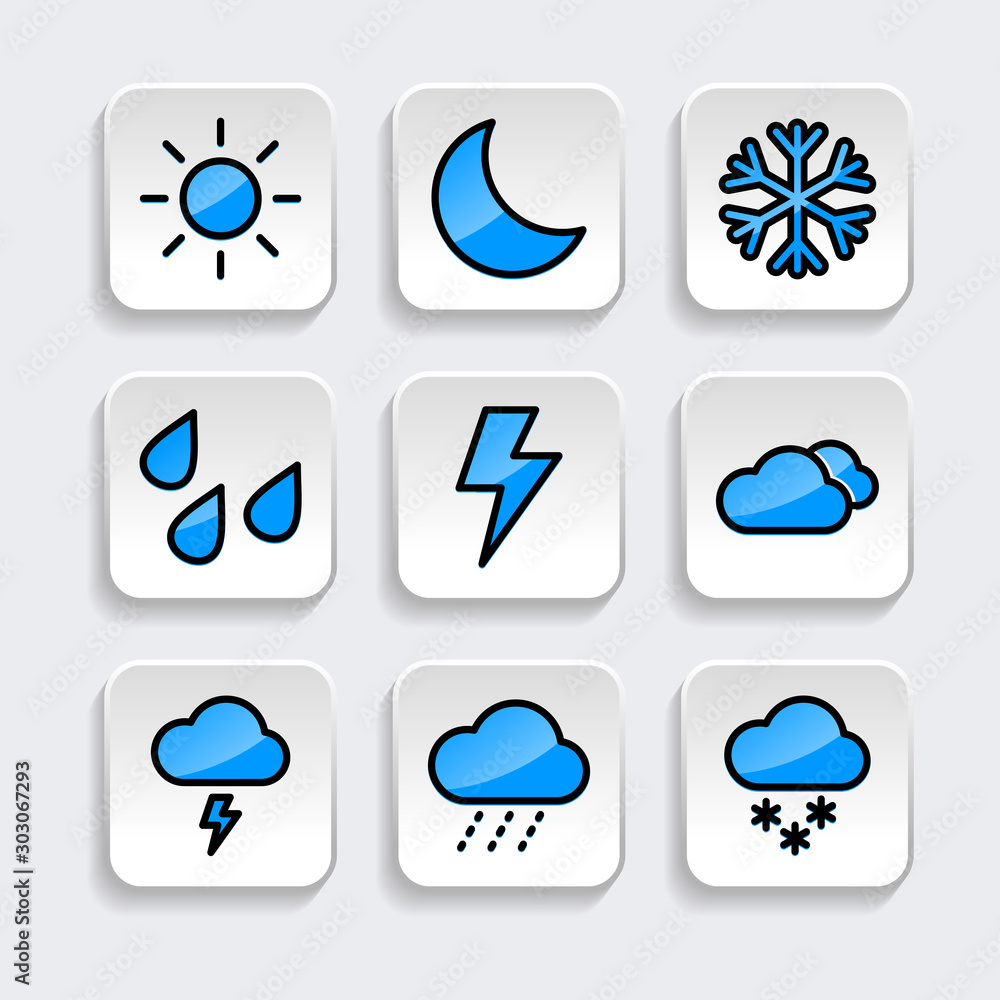 Set of Weather icon with trendy filled line style icon for web, logo, app, UI design. isolated on white background. vector illustration eps 10