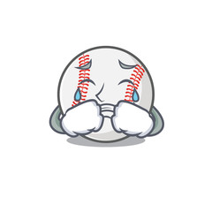 Wall Mural - Character isolated baseball with a crying cute