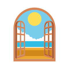 Wall Mural - window with beautiful landscape, flat design