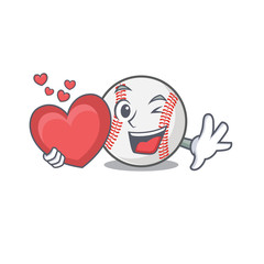 Sticker - Character isolated baseball with a holding heart cute