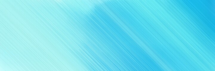 Wall Mural - colorful horizontal banner - diagonal lines - design with medium turquoise, pale turquoise and baby blue colors and space for text and image