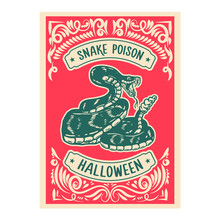Halloween Snake Poison. Bottle Label Template. Design Element For Poster, Card, Banner, Sign