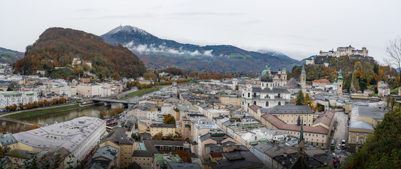 Sticker - Panoramic Aerial view of Salzburg city - Salzburg, Austria