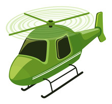 Isolated Helicopter In Green Color
