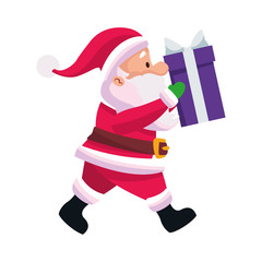 Poster - cartoon santa claus with gift box icon, colorful design