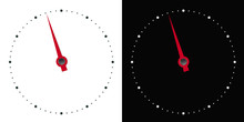 Illustration Of White And Black Circular Dial Of Measuring Instrument With Red Hand In Arrow Shape, Vector