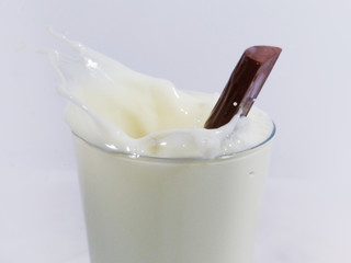 chocolate bar in milk splash