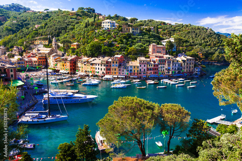 Fotomural Luxury Italian vacations - beautiful Portofino in Ligurian coast