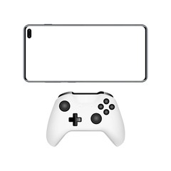 Wall Mural - Smartphone with joystick isolated on white background. Vector illustration