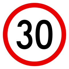 Wall Mural - Traffic sign speed limit 30 vector illustration