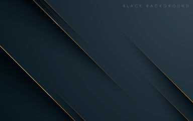 modern black abstract background concept with gold line