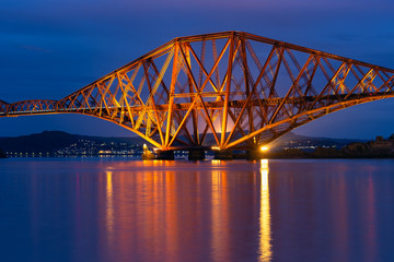 Wall Mural - Evening view Forth Bridge over Firth of Forth in Scotland