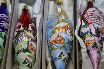 Wall Mural - Handmade Christmas balls in a Christmas market in the center of Florence, Italy.