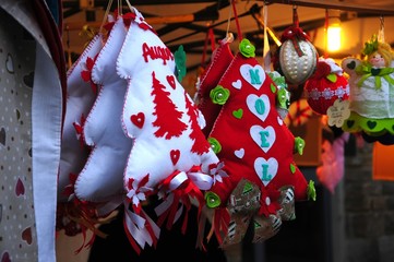 Wall Mural - Handmade Christmas Ornaments in a Market. Italy.