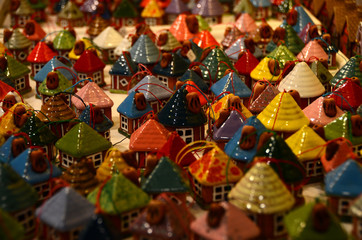 Wall Mural - Handmade Christmas Ornaments in a Market. Italy.