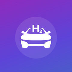 Poster - hydrogen car, clean transport vector icon