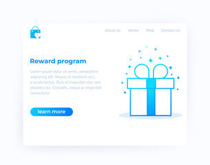 Wall Mural - reward program, website design, vector template