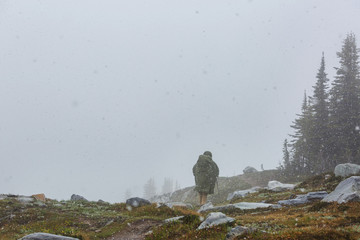 Wall Mural - Hike in blizzard