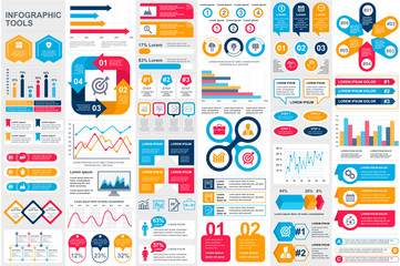 bundle infographic elements data visualization vector design template. can be used for steps, busine