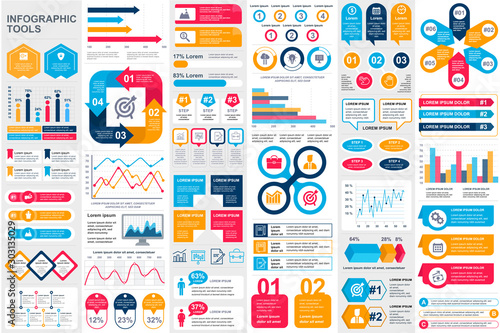Cuadros en Lienzo Bundle infographic elements data visualization vector design template