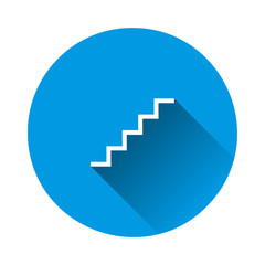 Vector staircase icon on blue background. Flat image with long shadow.