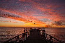  Sunrise On The Mediterranean Sea With Pier Silhouette