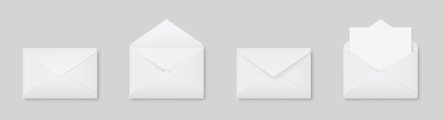 realistic blank white letter paper c5 or c6 envelope front view. a6 c6, a5 c5, template open and clo