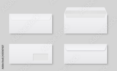 Fotomural Realistic blank white letter paper DL envelope front view