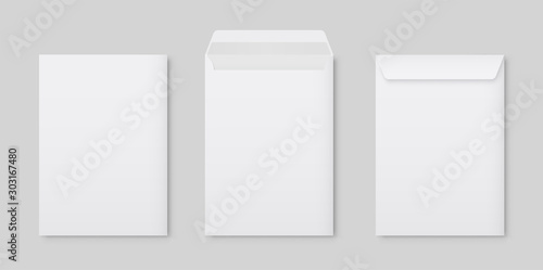 Fotografía Realistic vector blank white letter paper C4 envelope front view