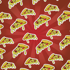 Poster - italian pizza pattern pop art style