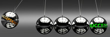 Acceptance And Success - The Idea That Acceptance Helps To Achieve Success And Happiness In Business, Work And Life Symbolized By English Word Acceptance And A Newton Cradle, 3d Illustration