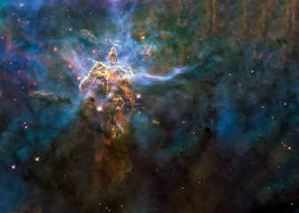 Wall Mural - deep space look. mystic mountain of carina nebula. science fiction wallpaper. elements of this image