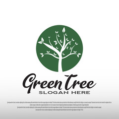 Sticker - Re-greening the logo (Go green). Design a green world logo with the concept of leaves and earth. world green day. living environment. save the earth with a green tree. vector illustration elements