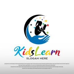 Wall Mural - logo design of the kids learning. children dreams. playground. smart child. can use for education school sign or symbol. vector illustration element