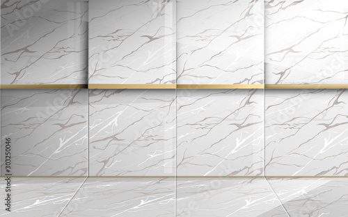 Square marble with golden texture. Abstract luxury background. Vector illustr...