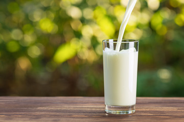 Canvas Print - milk pouring into glass