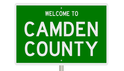 Wall Mural - Rendering of a 3d green highway sign for Camden County