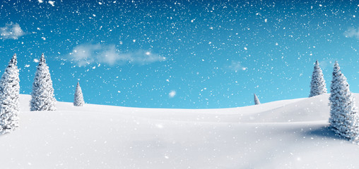 Beautiful winter landscape background. 3d rendering