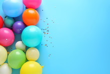 Many Balloons On Color Background