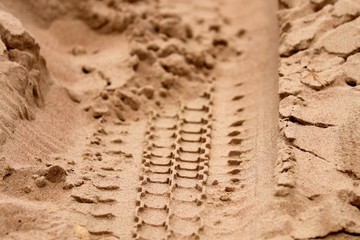 Tire track on the sand