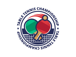 Wall Mural - table tennis, ping pong championship vector emblem, logo design