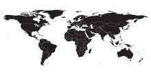 World Map Black , White Background Isolated . Vector Illustration.