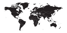 World Map Black , White Background Isolated . Vector Illustration.